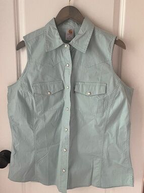 Carhartt Pearl Snap Button Sleeveless Collared Western Women's Shirt XL